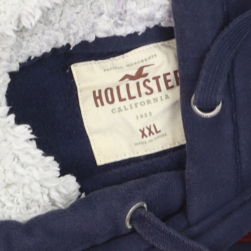 Hollister Men’s Blue Pullover Hoodie 2XL Fleece Lined Sweatshirt