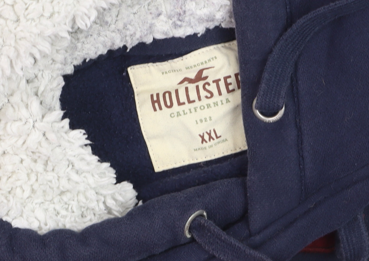 Hollister Men’s Blue Pullover Hoodie 2XL Fleece Lined Sweatshirt