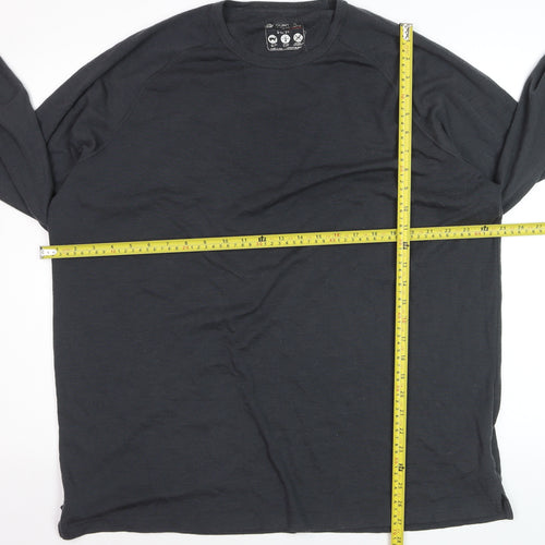 Mountain Warehouse Men’s Black 3XL Long Sleeve Merino Wool Top