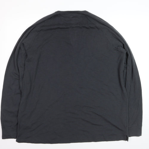 Mountain Warehouse Men’s Black 3XL Long Sleeve Merino Wool Top