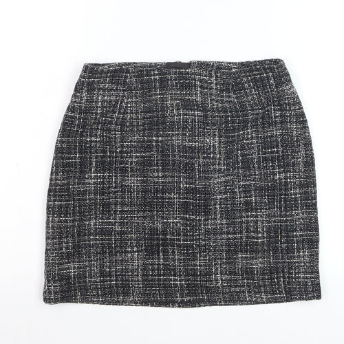H&M Women's Black Check Tweed Pencil Skirt Size 8 Workwear