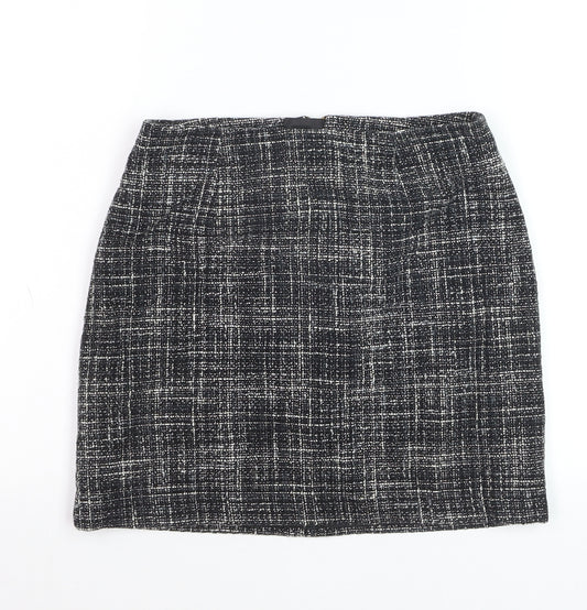 H&M Women's Black Check Tweed Pencil Skirt Size 8 Workwear