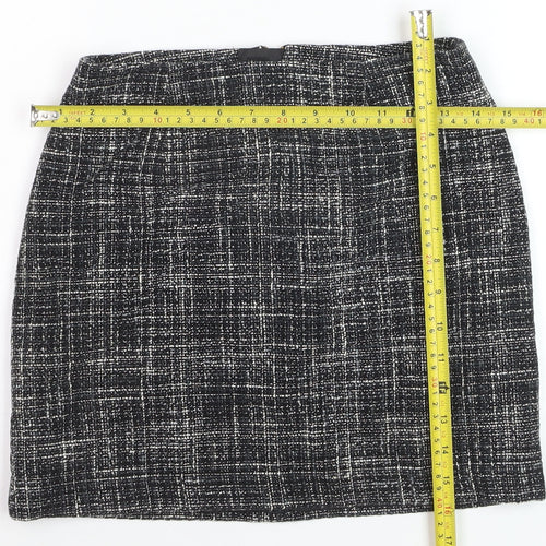 H&M Women's Black Check Tweed Pencil Skirt Size 8 Workwear