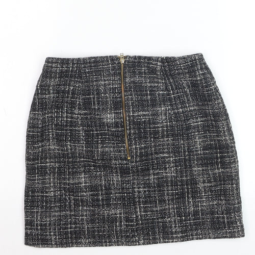 H&M Women's Black Check Tweed Pencil Skirt Size 8 Workwear