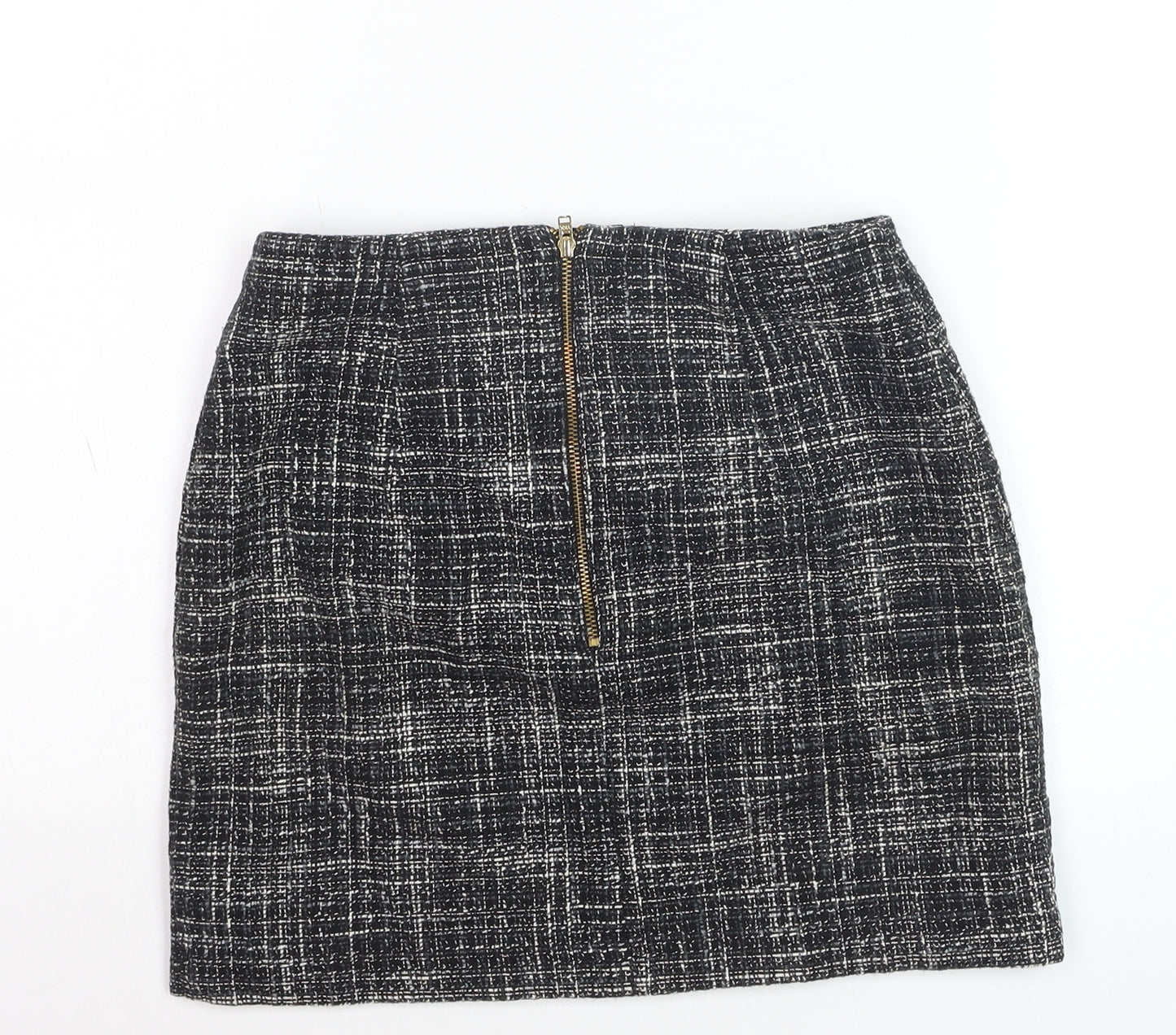 H&M Women's Black Check Tweed Pencil Skirt Size 8 Workwear