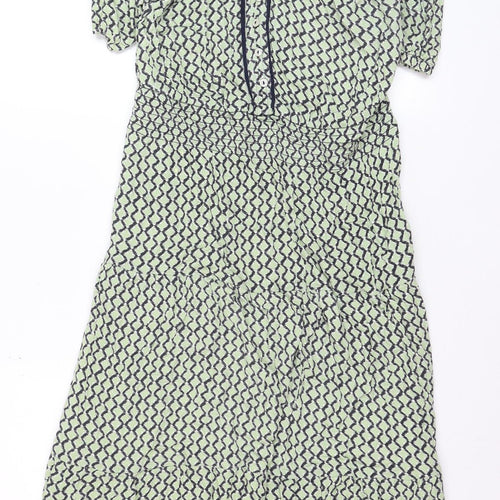 Marks and Spencer Women Green Geometric Midi Fit & Flare Dress Size 12