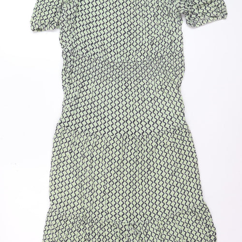 Marks and Spencer Women Green Geometric Midi Fit & Flare Dress Size 12