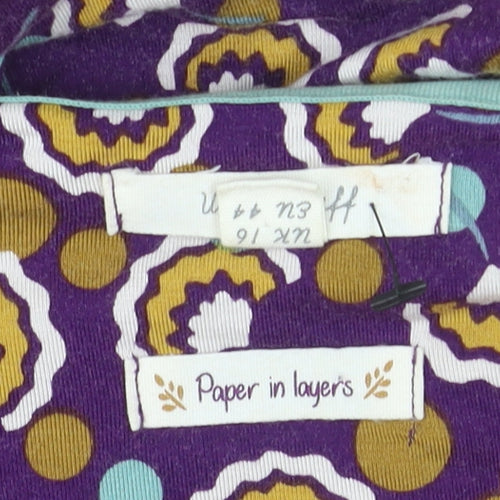Paper in Layers Women's Purple Geometric Wrap Dress Size 16