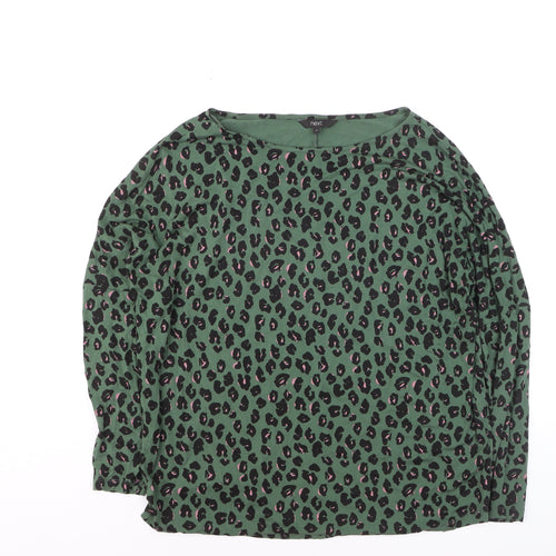 Next Womens Green Leopard Print Long Sleeve Jersey Top Size 16