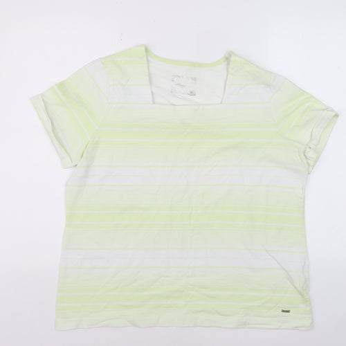 Dash Women's Green Striped Square Neck T-Shirt Size 20