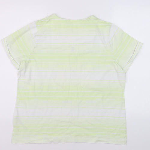 Dash Women's Green Striped Square Neck T-Shirt Size 20