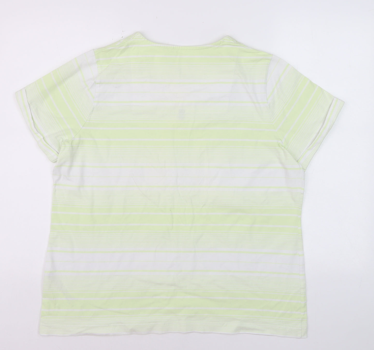 Dash Women's Green Striped Square Neck T-Shirt Size 20