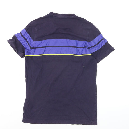 LUKE Boys Blue Colourblock Crew Neck Cotton T-Shirt Size Small