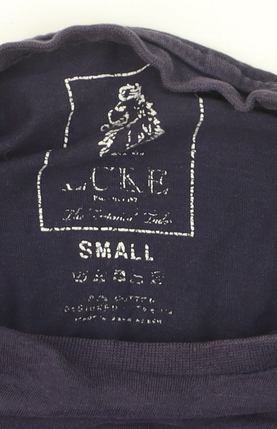 LUKE Boys Blue Colourblock Crew Neck Cotton T-Shirt Size Small