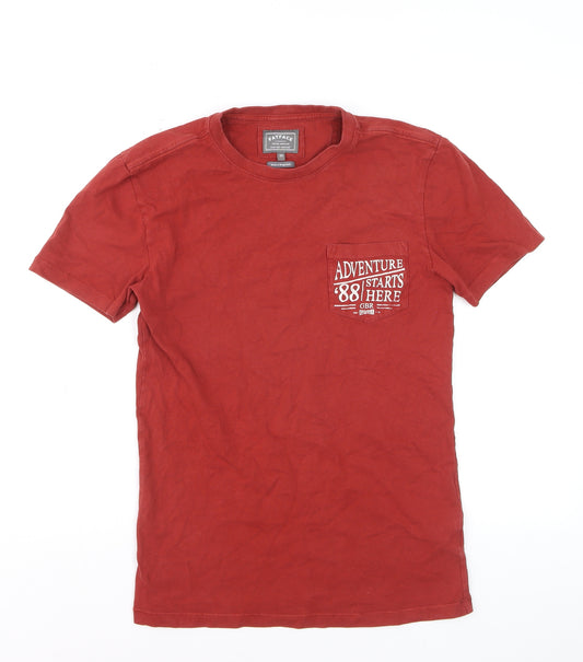 FatFace Men's Red Graphic Adventure Crew Neck Cotton T-Shirt XS