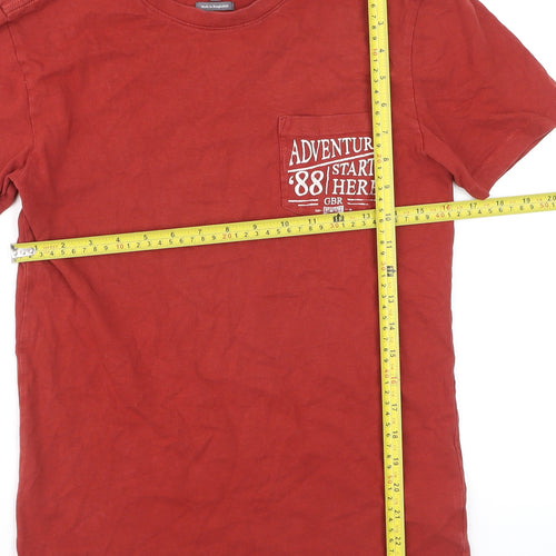 FatFace Men's Red Graphic Adventure Crew Neck Cotton T-Shirt XS