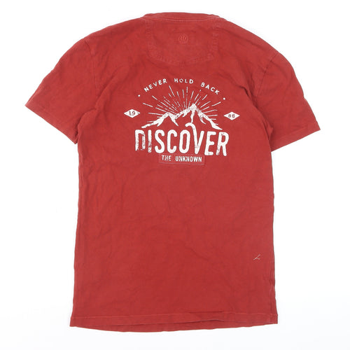 FatFace Men's Red Graphic Adventure Crew Neck Cotton T-Shirt XS