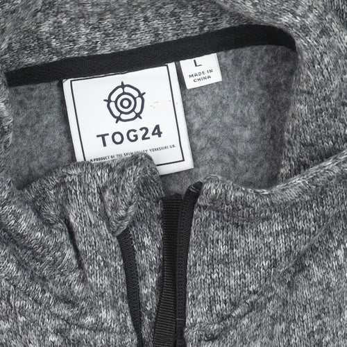 TOG24 Men's Grey Full Zip Fleece Jacket L Outdoor Sweatshirt
