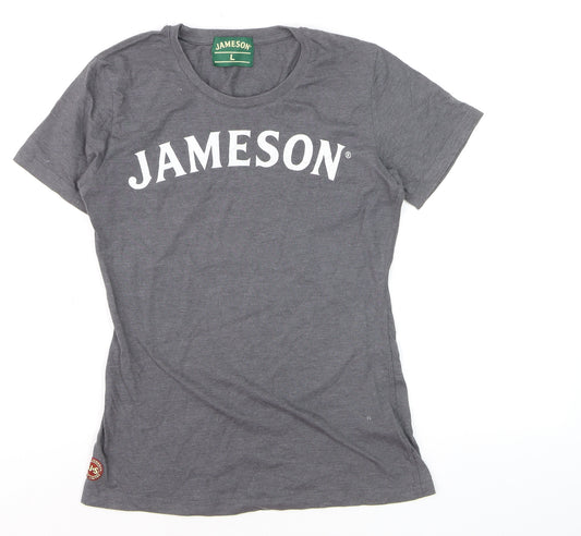Jameson Mens Grey Graphic Logo T-Shirt Size L Cotton Blend