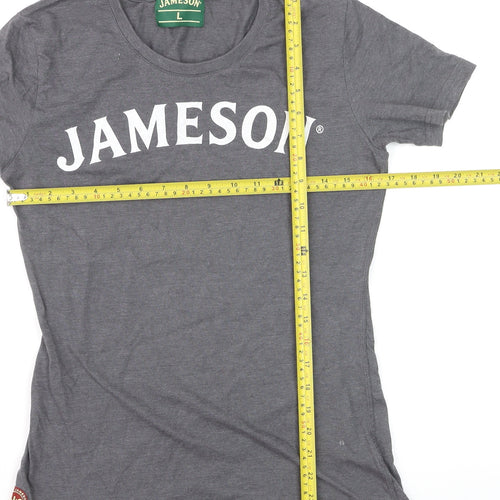 Jameson Mens Grey Graphic Logo T-Shirt Size L Cotton Blend