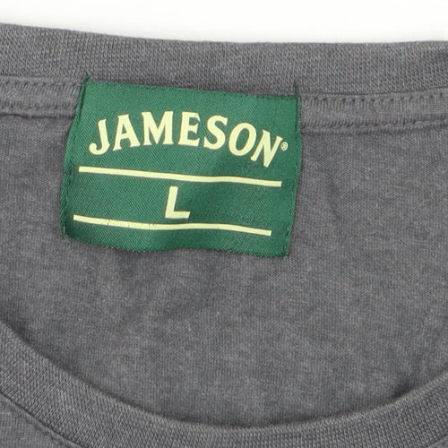Jameson Mens Grey Graphic Logo T-Shirt Size L Cotton Blend