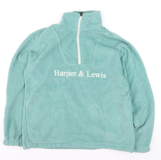 Harper & Lewis Men's Green Fleece 1/2 Zip Pullover Sweatshirt M