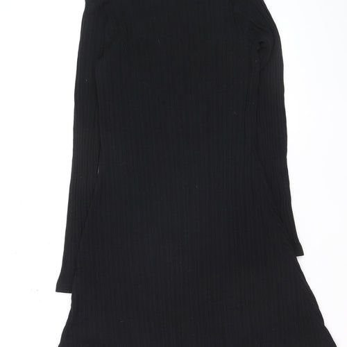 Zara Women Black Knit Long Sleeve Knee Length Sweater Dress M