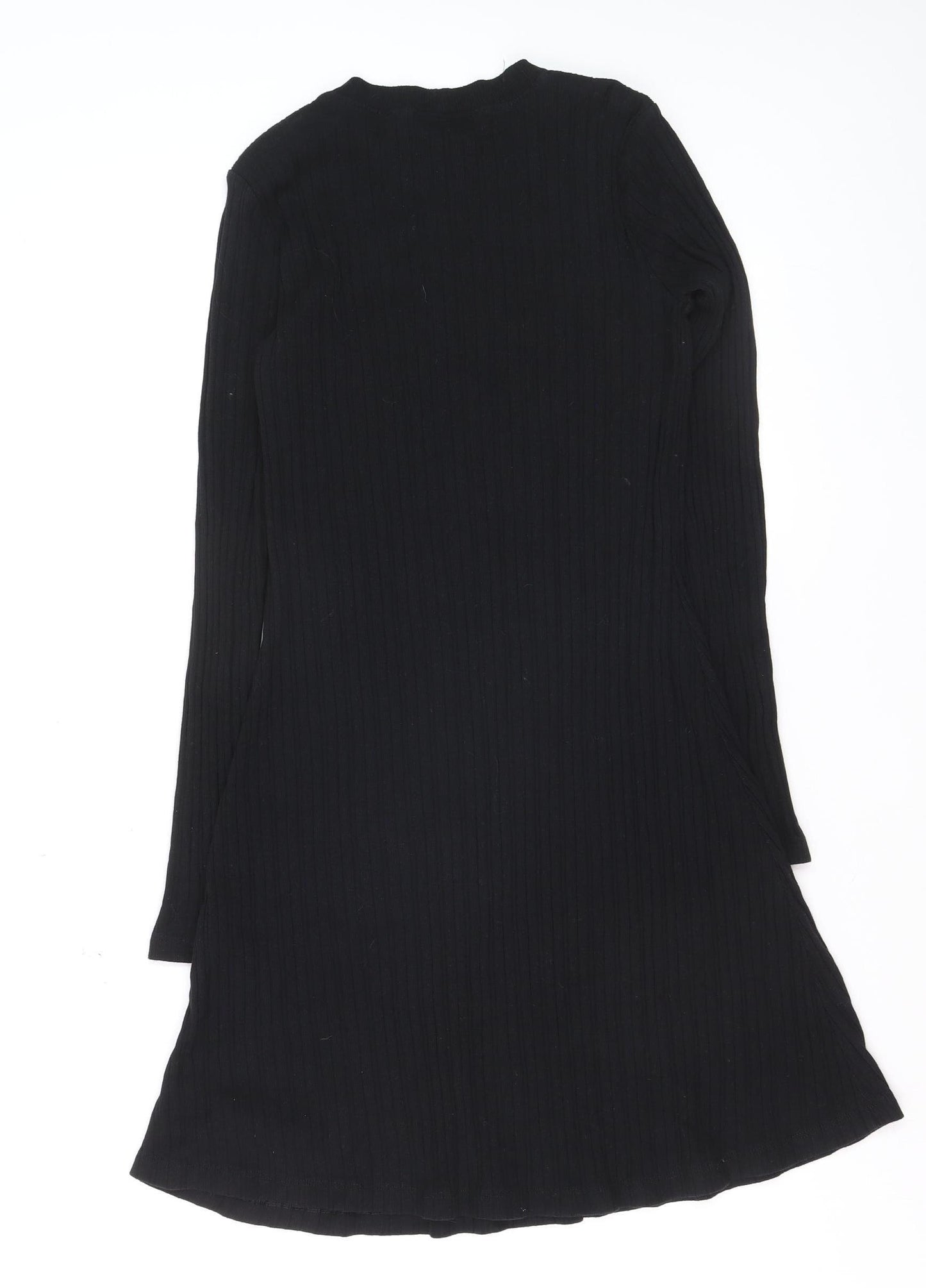Zara Women Black Knit Long Sleeve Knee Length Sweater Dress M