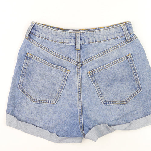 H&M Women’s Blue Denim Mom Shorts Size 6 High Waist Cuffed Casual