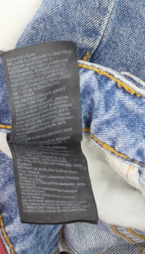 H&M Women’s Blue Denim Mom Shorts Size 6 High Waist Cuffed Casual