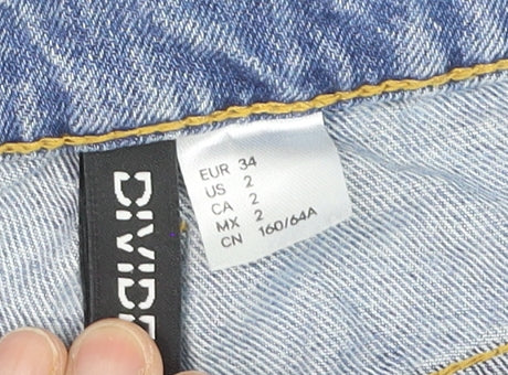 H&M Women’s Blue Denim Mom Shorts Size 6 High Waist Cuffed Casual