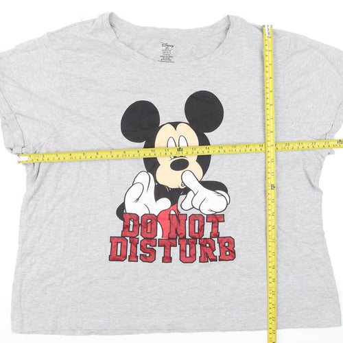 Disney Women's Grey Mickey Mouse Graphic T-Shirt XL Casual Cotton Top