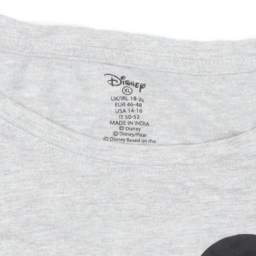 Disney Women's Grey Mickey Mouse Graphic T-Shirt XL Casual Cotton Top