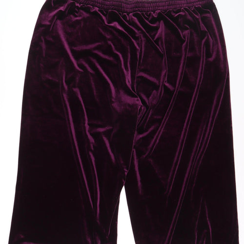 Monsoon Women’s Purple Velvet Cropped Wide-Leg Trousers Size 2XL