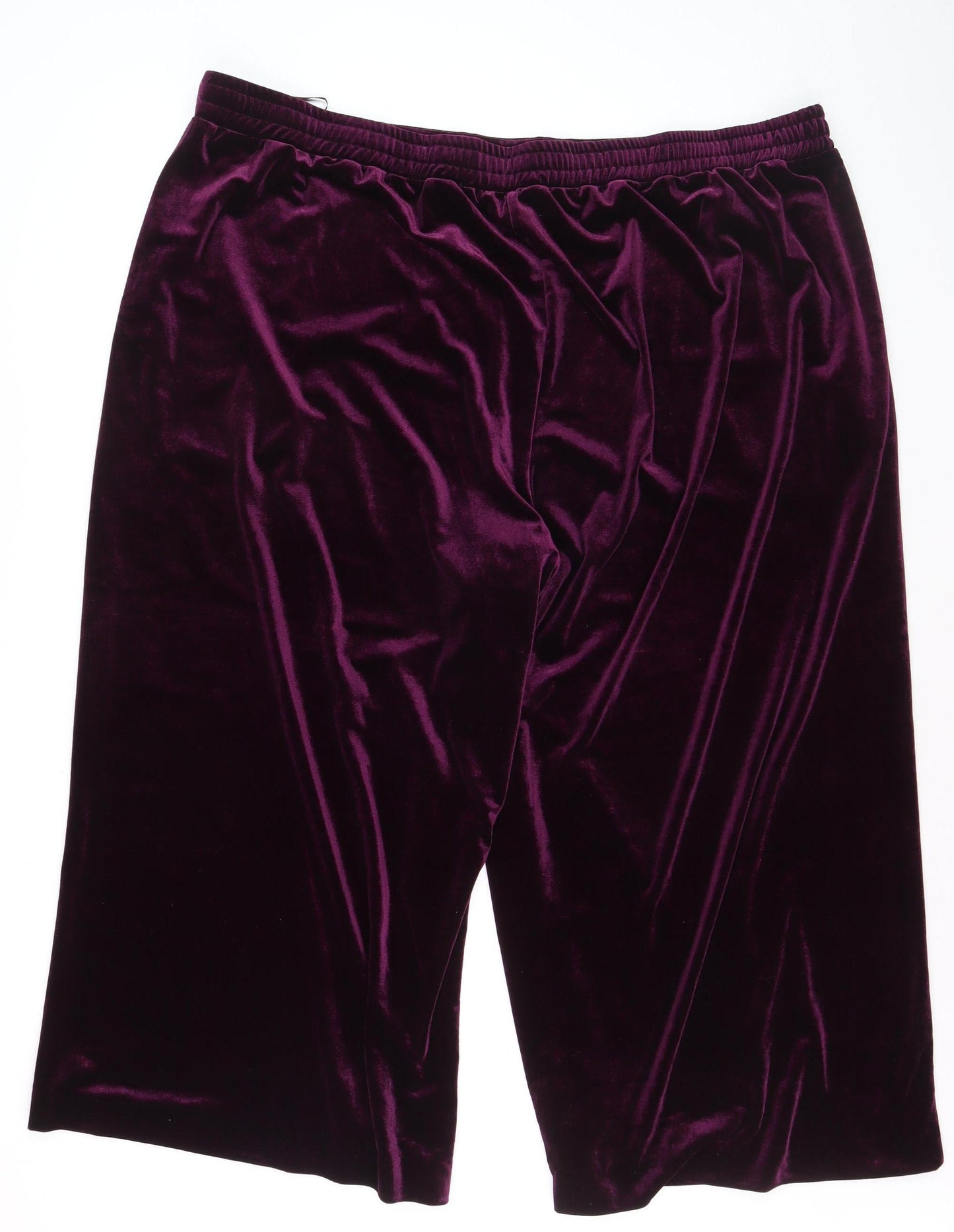 Monsoon Women’s Purple Velvet Cropped Wide-Leg Trousers Size 2XL
