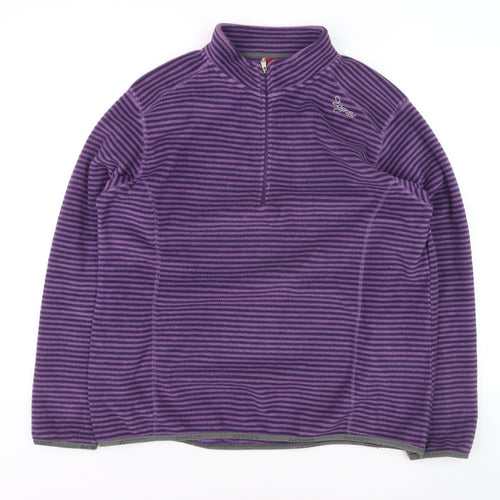 TOG24 Men's Purple Stripe 2XL Fleece 1/4 Zip Pullover Sweatshirt