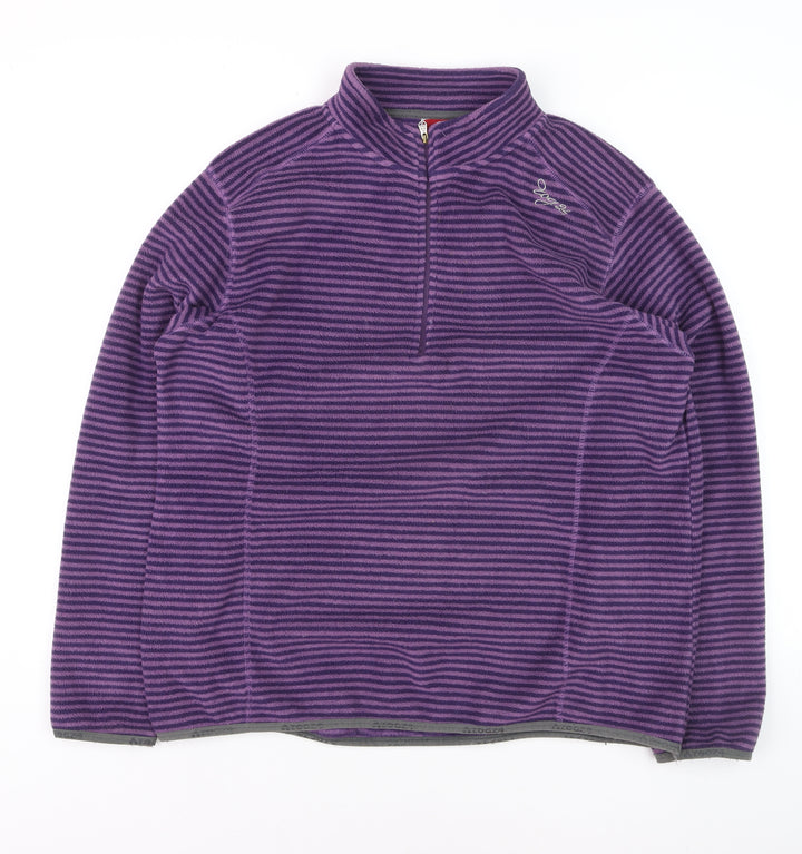 TOG24 Men's Purple Stripe 2XL Fleece 1/4 Zip Pullover Sweatshirt