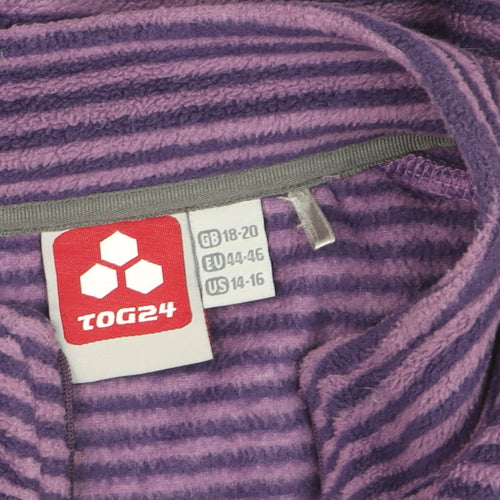 TOG24 Men's Purple Stripe 2XL Fleece 1/4 Zip Pullover Sweatshirt