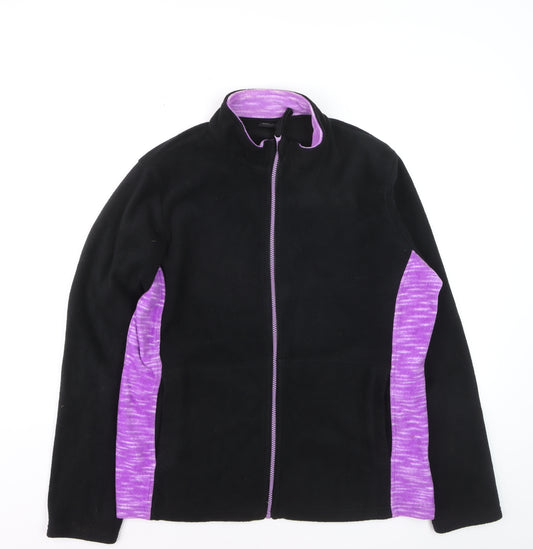 Sports Women Black & Purple Full Zip Fleece Jacket L