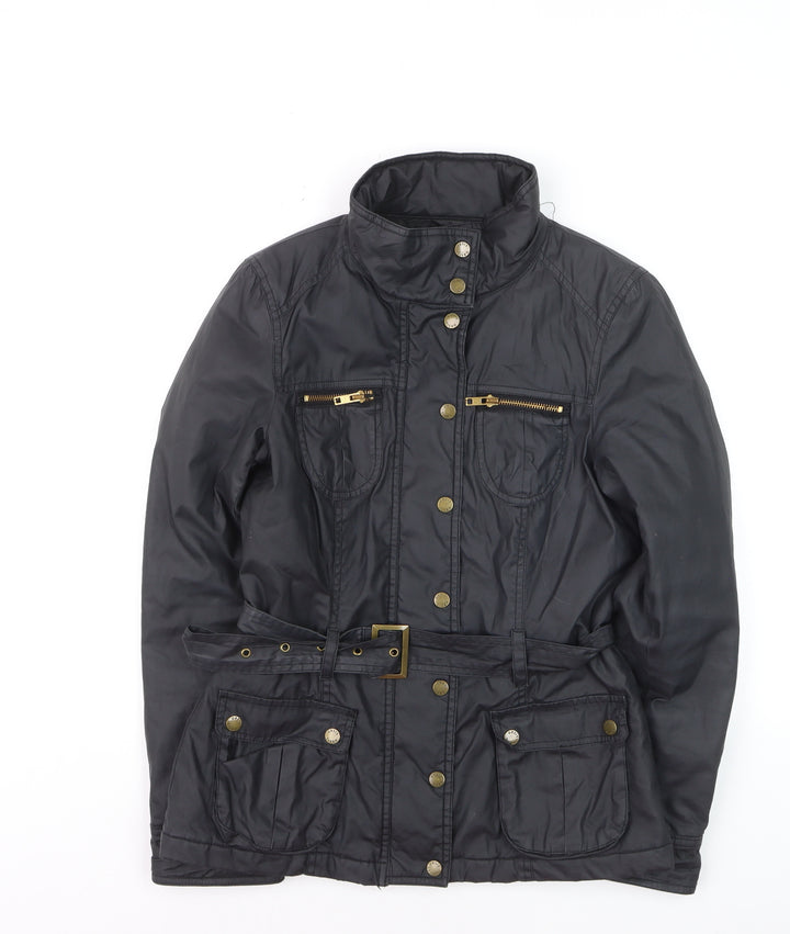 Oasis Women's Black Belted Military Jacket Size S
