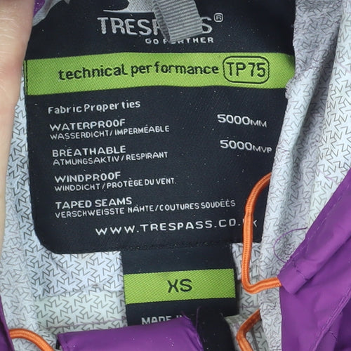 Trespass Womens Purple XS Waterproof Hooded Rain Coat with Taped Seams