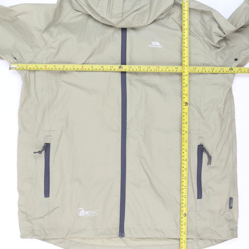 Trespass Men Beige Waterproof Breathable Hooded Rain Jacket L