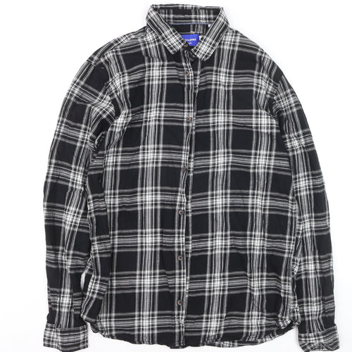 Jack & Jones Men's Black Check Cotton Long Sleeve Shirt L