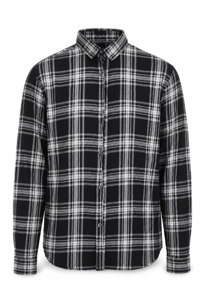 Jack & Jones Men's Black Check Cotton Long Sleeve Shirt L