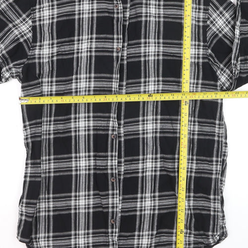 Jack & Jones Men's Black Check Cotton Long Sleeve Shirt L