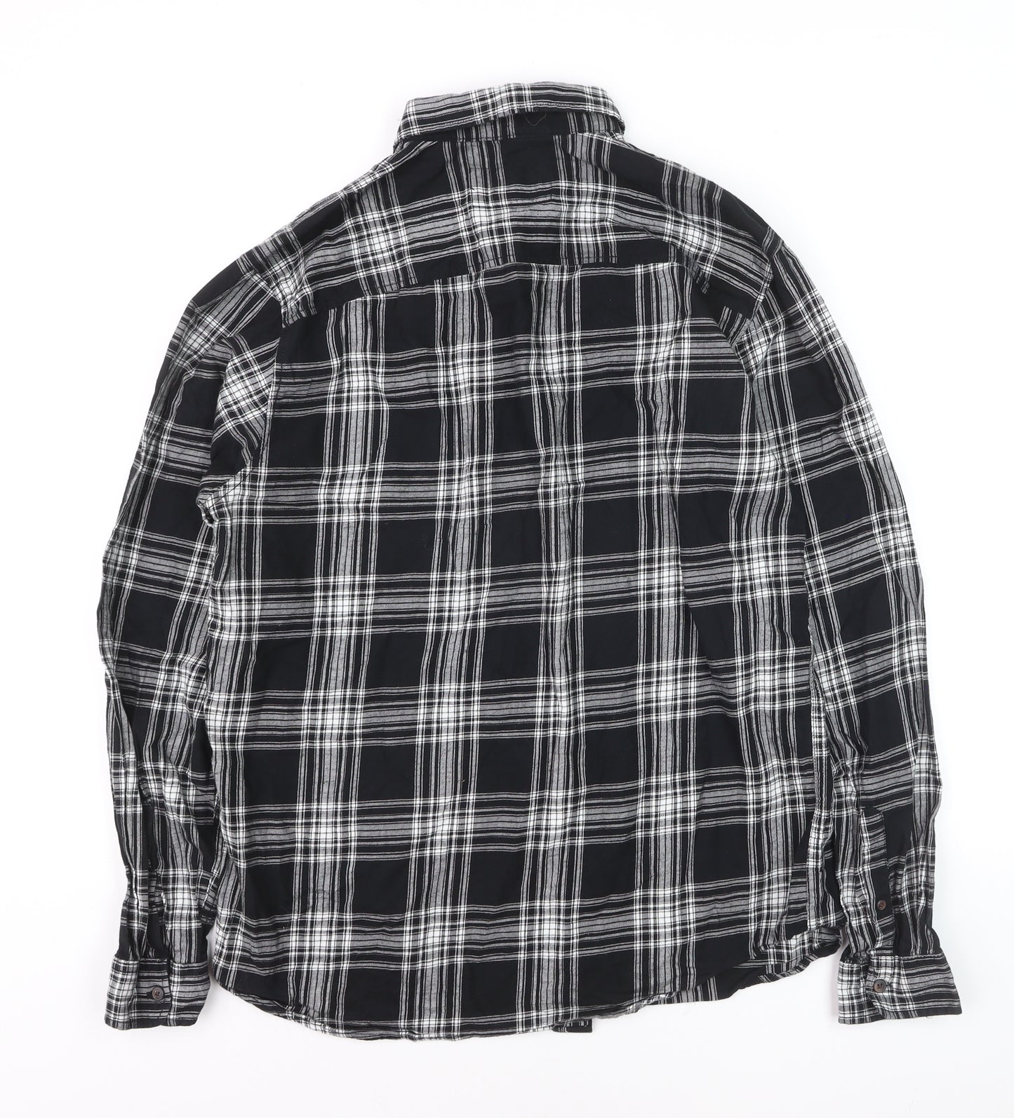 Jack & Jones Men's Black Check Cotton Long Sleeve Shirt L
