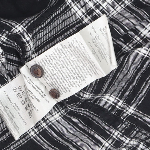 Jack & Jones Men's Black Check Cotton Long Sleeve Shirt L