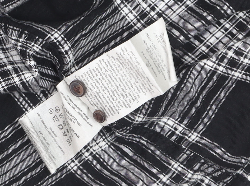 Jack & Jones Men's Black Check Cotton Long Sleeve Shirt L