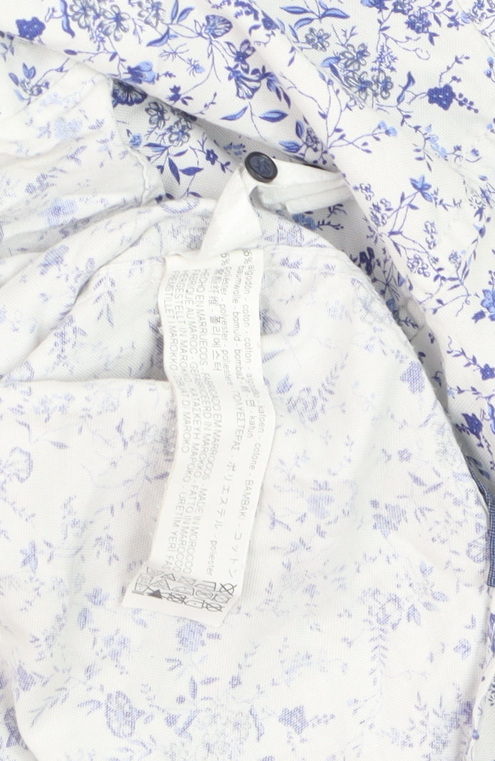 Zara Man Slim Fit White Floral Button-Up Shirt Men's Medium
