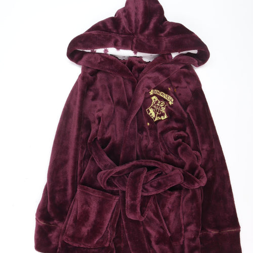 Harry Potter Girls Red Hooded Velour Robe 12 Years Winter Belted Hogwarts Nightwear